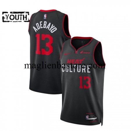 Maglia NBA Miami Heat Bam Adebayo 13 2023-2024 Nike City Edition Nero Swingman - Bambino